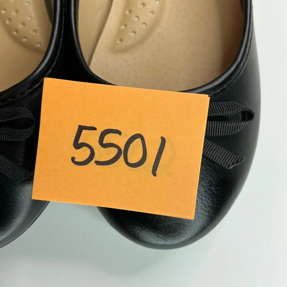 SO Black Ballet Flats Girls Size 1 Memory Foam Bow Detail Classic Dress Shoes